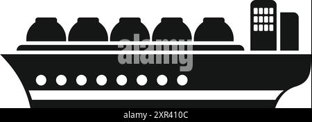 Simple icône noire et blanche d'un grand navire transporteur de gaz transportant du gnl Illustration de Vecteur