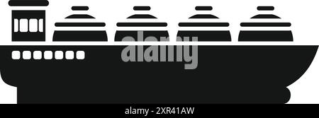 Silhouette noire d'un navire transporteur de gaz transportant du gaz naturel liquéfié Illustration de Vecteur
