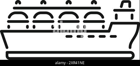 Navire transporteur de gnl de ligne noire livrant une icône de gaz naturel liquéfié isolé sur fond blanc Illustration de Vecteur