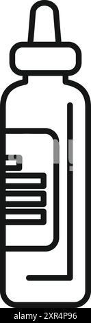 Icône de ligne simple représentant un flacon compte-gouttes, adapté pour représenter des concepts liés à la médecine, aux cosmétiques ou aux produits liquides Illustration de Vecteur