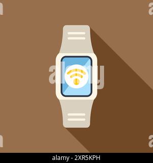 Smart Watch affiche l'icône de signal wifi sur un fond marron Illustration de Vecteur