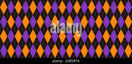 Motif argyle sans couture orange, violet et noir. Papier peint à texture répétée losange d'Halloween. Formes de diamant cousues pour la conception textile, impression de tissu, papier d'emballage, vêtements. Arrière-plan vectoriel Illustration de Vecteur