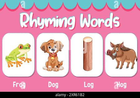 Illustration de mots rimant avec des images Illustration de Vecteur