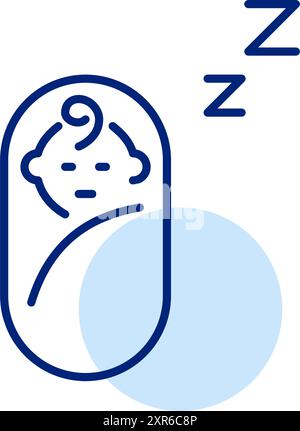 Swaddle Baby et symboles de sommeil. Sieste paisible du nouveau-né. Routine saine. Pixel Perfect, icône de vecteur de contour modifiable Illustration de Vecteur