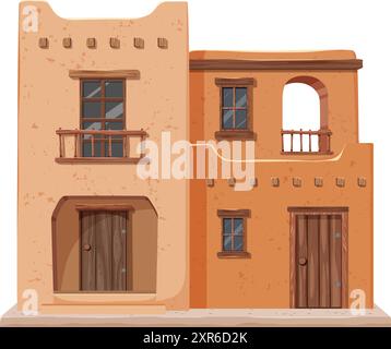 Illustration d'une maison d'adobe mexicaine classique Illustration de Vecteur