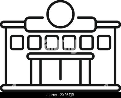 Bâtiment du Parlement avec colonnes et grande icône d'entrée montrant la démocratie Illustration de Vecteur