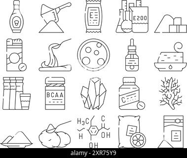 Additifs alimentaires Formula Collection Icons Set Vector Illustration de Vecteur