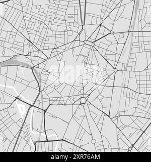 Carte de Dijon en niveaux de gris, France. Vecteur ville Street map, zone municipale. Illustration de Vecteur