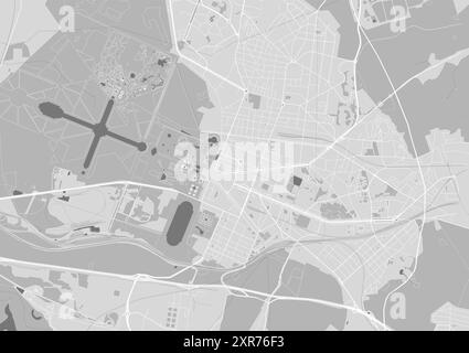 Carte de Versailles en niveaux de gris, France. Vecteur ville Street map, zone municipale. Illustration de Vecteur