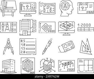vecteur d'icônes de dessin de dessinateur architectural Illustration de Vecteur