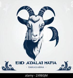 Illustration vectorielle. Fête musulmane Eid al-Adha. le sacrifice d'un mouton bélier. décoration design graphique kurban. Traduction de l'arabe : Eid al-Adha Illustration de Vecteur