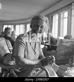 Courant 14-15-1951 : les touristes arrivent. À partir de la fin du mois de mai et jusqu'au début de l'été, le nouveau navire à passagers brillant d'America Line, « Oslofjord », est chargé de touristes lorsqu'il arrive dans le pays. Photo : Sverre A. Børretzen / Aktuell / NTB ***la photo n'est pas traitée*** le texte de cette image est traduit automatiquement le texte de cette image est traduit automatiquement Banque D'Images