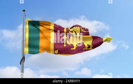 Drapeau du Sri Lanka - drapeau de tissu d'ondulation réaliste Banque D'Images