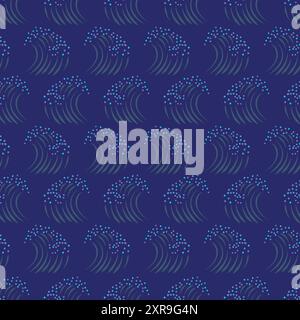 Motif sans couture Ocean Waves pour la conception de papier peint et de tissu. Fond marin bleu. Illustration de Vecteur