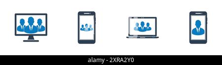 Jeu d'icônes Online Business. Illustration vectorielle plate modifiable. Illustration de Vecteur