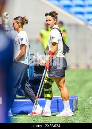 Lyon, France. 09 août 2024. Lena Oberdorf avec blessure au genou au match féminin pour la médaille de bronze olympique ALLEMAGNE - ESPAGNE au stade de Lyon à Lyon le 9 août 2024 à Lyon, France. Saison 2024/2025 photographe : ddp images/STAR-images crédit : ddp Media GmbH/Alamy Live News Banque D'Images