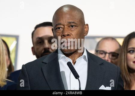 New York, États-Unis. 08 août 2024. Le maire Eric Adams fait une annonce sur la sécurité publique et la qualité de vie à la 14th Street y à New York (photo de Lev Radin/Pacific Press) crédit : Pacific Press Media production Corp./Alamy Live News Banque D'Images