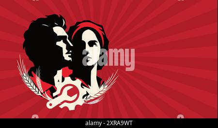 Solidarité pour toujours : un hommage à la Journée internationale des travailleurs Illustration de Vecteur