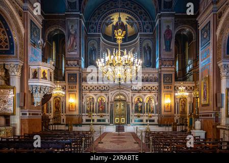 Intérieur de la Cathédrale métropolitaine de l'Annonciation, populairement connue sous le nom de la Métropole ou Mitropoli, église cathédrale de l'archevêché d'A. Banque D'Images