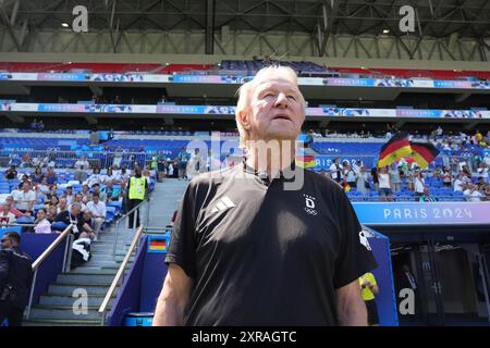 Lyon, France. 09 août 2024. Jeux olympiques, Paris 2024, football, femmes, match pour la troisième place, Espagne - Allemagne, Groupama Stadium, entraîneur national Horst Hrubesch avant le match. Crédit : Marcus Brandt/dpa/Alamy Live News Banque D'Images