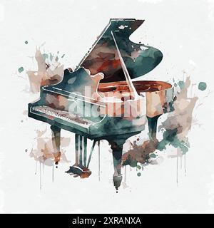 illustration d'aquarelle vectorielle ornementale de piano Illustration de Vecteur