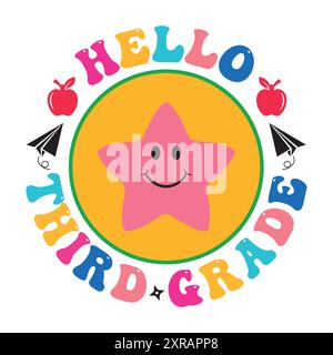 Retour à l'école SVG Design Lettering concept T-shirt Design Illustration de Vecteur