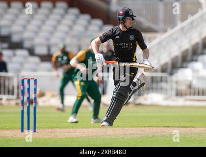 Nottingham, Royaume-Uni. 09 août 2024. Cameron BANCROFT du CCC du Gloucestershire court lors du match du Royal London One-day Cup Group B du Nottinghamshire vs Gloucestershire à Trent Bridge, Nottingham, Royaume-Uni, le 9 août 2024 (photo Mark Dunn/News images) à Nottingham, Royaume-Uni, le 8/9/2024. (Photo de Mark Dunn/News images/SIPA USA) crédit : SIPA USA/Alamy Live News Banque D'Images