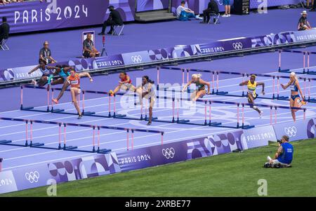 Saint Denis, France, 9 août 2024. Athlétisme - 100M haies - femmes, demi-finales - Jacques Julien / Alamy Live News Banque D'Images