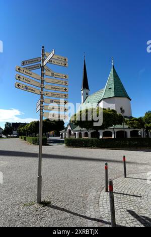 Allemagne, Bavière, haute-Bavière, Altötting, Kapellplatz, panneau, Gnadenkapelle Banque D'Images