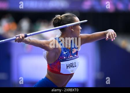 Anna Hall ( Etats-Unis ), Athlétisme, 39 heptathlon féminin Journey lors des Jeux Olympiques de Paris 2024 le 8 août 2024 au stade de France à Saint-Denis près de Paris Banque D'Images