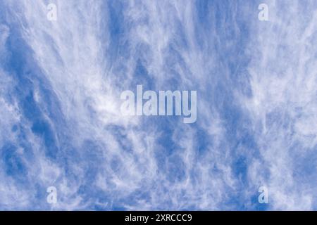 Casco Antiguo, Séville, Province de Séville, Andalousie, Espagne. Hauts nuages de cirrus dans un ciel bleu. Banque D'Images