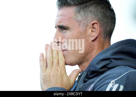 Le manager de Swindon Mark Kennedy avant le match de Sky Bet League Two au SMH Group Stadium de Chesterfield. Date de la photo : vendredi 9 août 2024. Banque D'Images