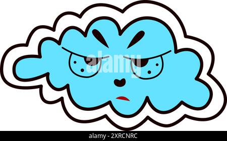 Un triste nuage bleu avec des yeux Illustration de Vecteur