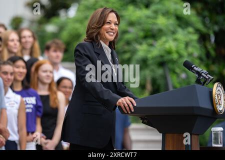 22 juillet 2024 - Washington, District of Columbia, États-Unis - le vice-président Kamala Harris prononce une allocution lors d'un événement de la Journée sportive de la NCAA de la Maison Blanche, le lundi 22 juillet 2024, au Portico Sud. (Crédit image : © Lawrence Jackson/Maison Blanche/ZUMA Press Wire) USAGE ÉDITORIAL SEULEMENT! Non destiné à UN USAGE commercial ! Banque D'Images