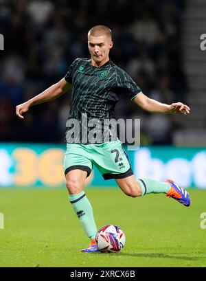 Alfie Gilchrist de Sheffield United lors du Sky Bet Championship match à Deepdale, Preston. Date de la photo : vendredi 9 août 2024. Banque D'Images