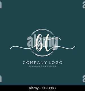 Logo BT initial Handwriting Illustration de Vecteur