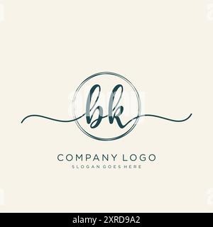 Logo BK initial Handwriting Illustration de Vecteur