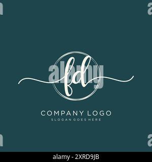 Design du logo FD initial Handwriting Illustration de Vecteur