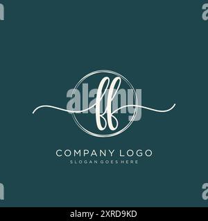 Logo FF initial d'écriture manuscrite Illustration de Vecteur