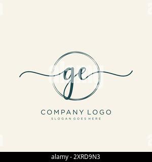 Conception du logo GE initial Handwriting Illustration de Vecteur