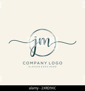 Design du logo d'écriture manuscrite initiale de JM Illustration de Vecteur
