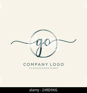 GO initial Handwriting logo Design Illustration de Vecteur