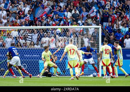 Paris, France. 09 août 2024. Jeux Olympiques, dernier match de football masculin entre les équipes nationales espagnole et française au stade du Parc des Princes. © ABEL F. ROS/Alamy Live News Banque D'Images