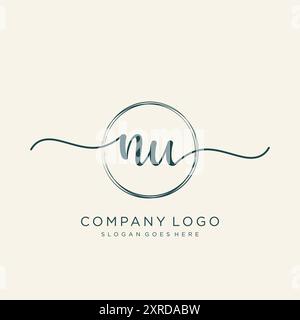 Design du logo NU initial Handwriting Illustration de Vecteur