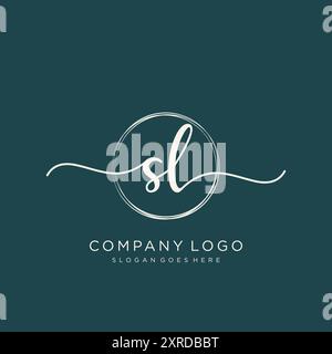 SL conception initiale du logo d'écriture manuscrite Illustration de Vecteur