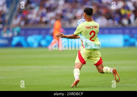 PUBILL Marc (ESP), 9 AOÛT 2024, - Football/Football : finale masculine entre France 3-5 Espagne lors des Jeux Olympiques de Paris 2024 au Parc des Princes à Paris, France. Crédit : Naoki Morita/AFLO SPORT/Alamy Live News Banque D'Images
