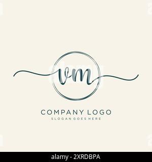 Conception du logo VM initial Handwriting Illustration de Vecteur