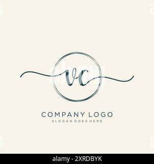 Design du logo VC initial Handwriting Illustration de Vecteur