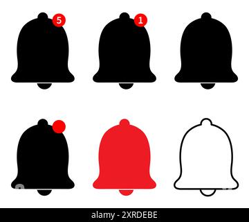 Icône de cloche, notification de cloche icône simple. Symboles de notification de chat ou de message. Illustration de Vecteur