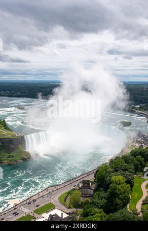 Scènes des chutes du Niagara depuis la Tour Skylon du côté canadien à Niagara Falls, Ontario, Canada. Banque D'Images